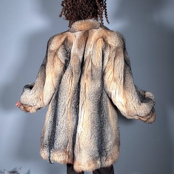Coyote Fur Coat Vintage 80's Oversized Look - Picture 2 of 7